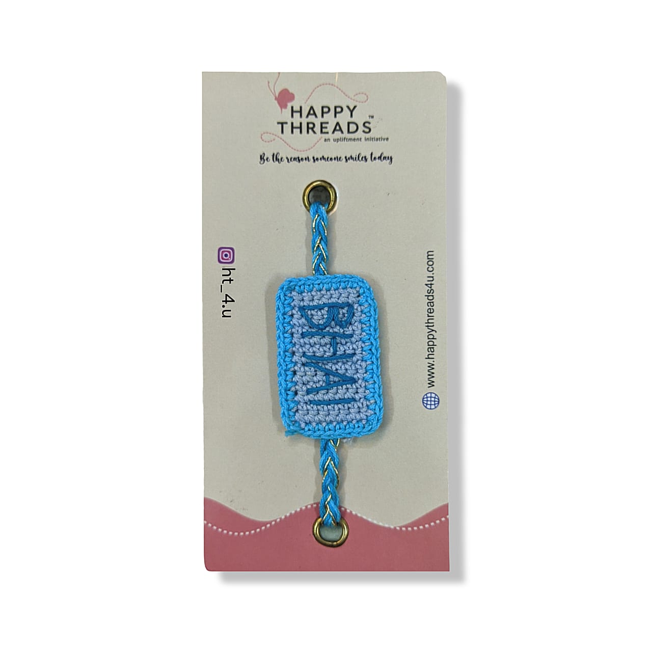 Happy Threads - Handmade Crochet Bhai Band - Light Blue - BHFB0853