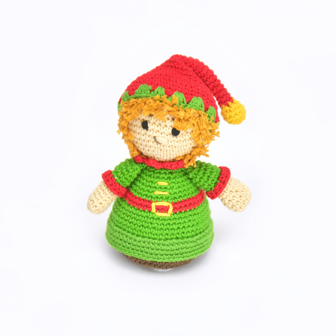 Happy Threads | Handmade Crochet Christmas Elf Doll – Festive Holiday Toy & Decor - Christmas Decor