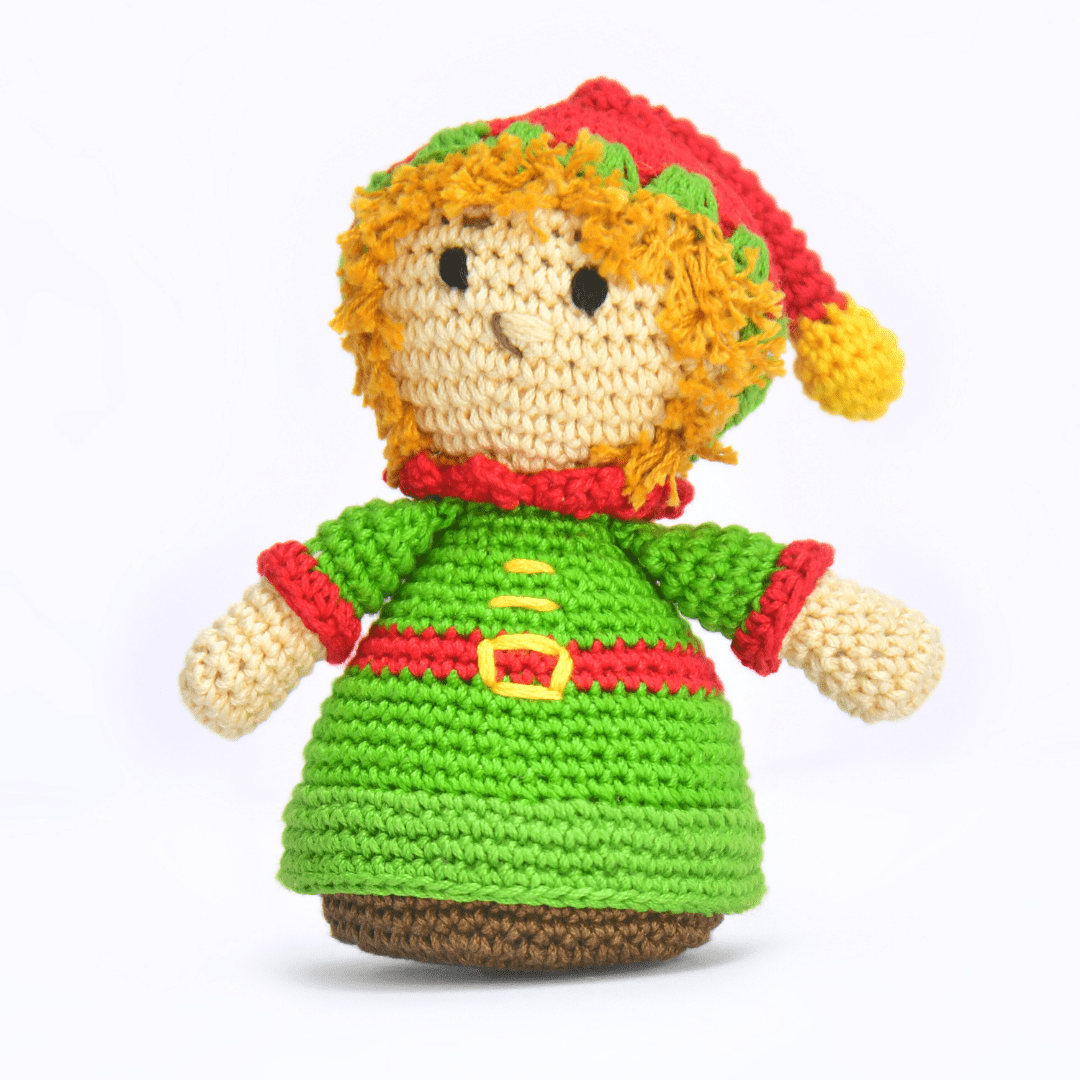 Happy Threads | Handmade Crochet Christmas Elf Doll – Festive Holiday Toy & Decor - Christmas Decor