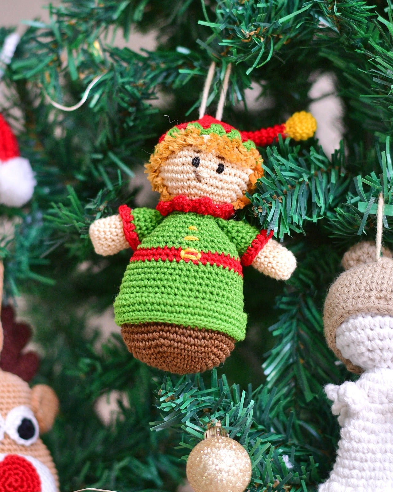 Happy Threads | Handmade Crochet Christmas Elf Doll – Festive Holiday Toy & Decor - Christmas Decor