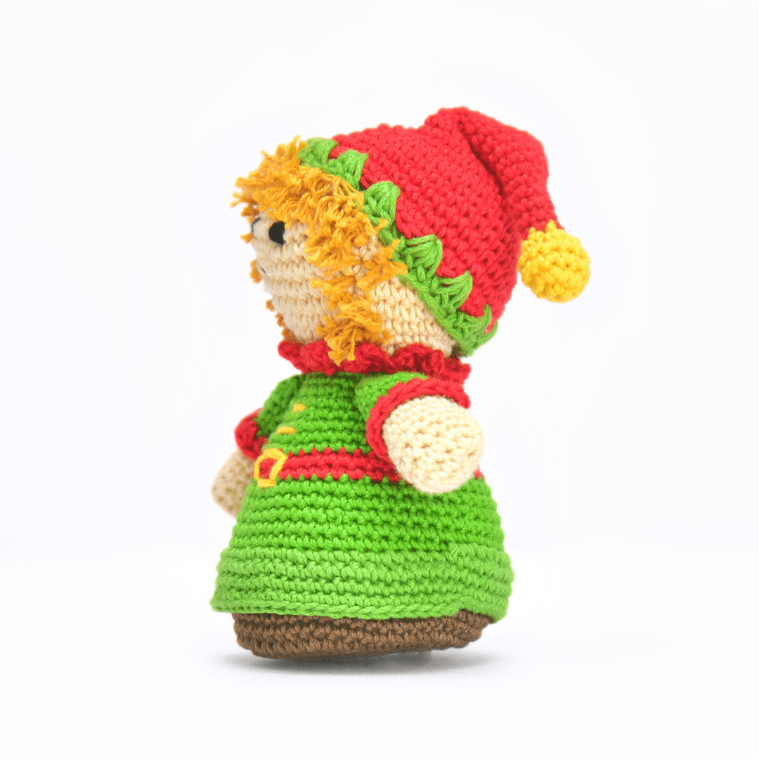 Happy Threads | Handmade Crochet Christmas Elf Doll – Festive Holiday Toy & Decor - Christmas Decor