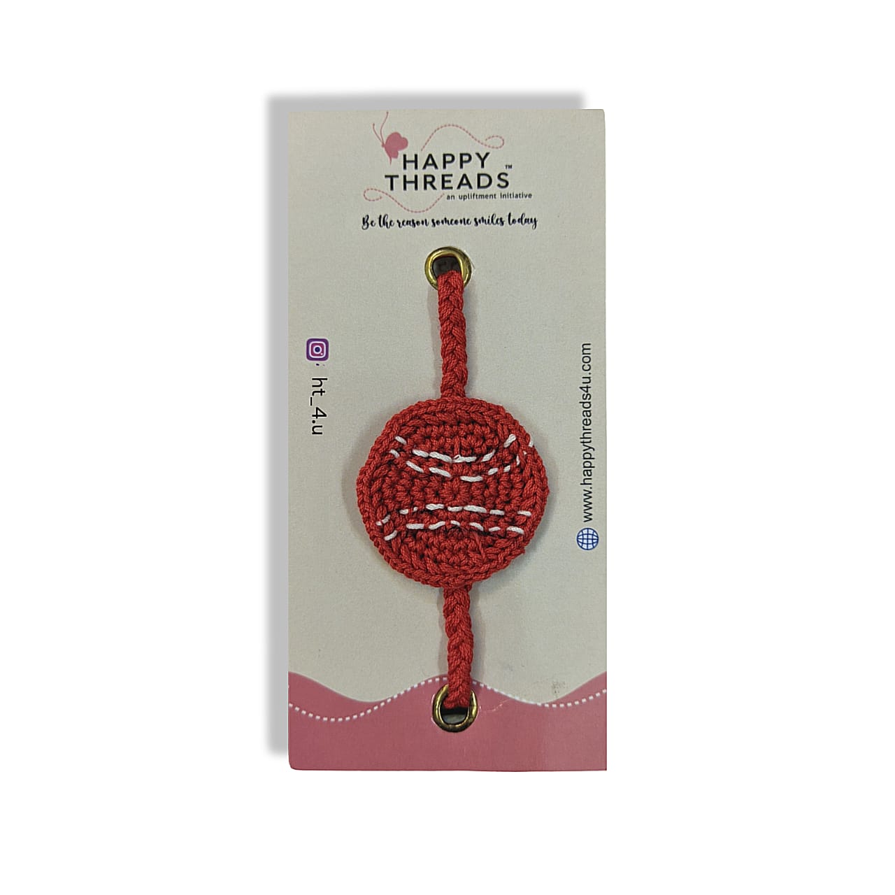 Happy Threads - Handmade Crochet Cricket Ball Band - Red - AN24X081