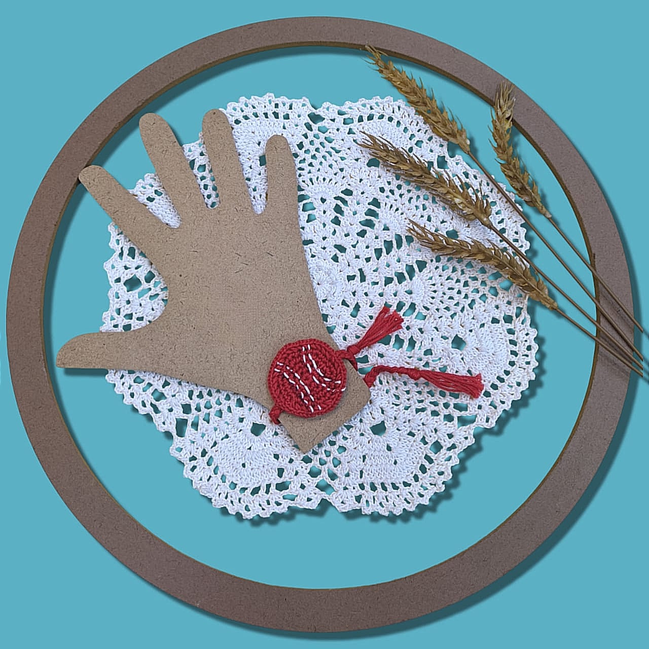 Happy Threads - Handmade Crochet Cricket Ball Band - Red - AN24X081