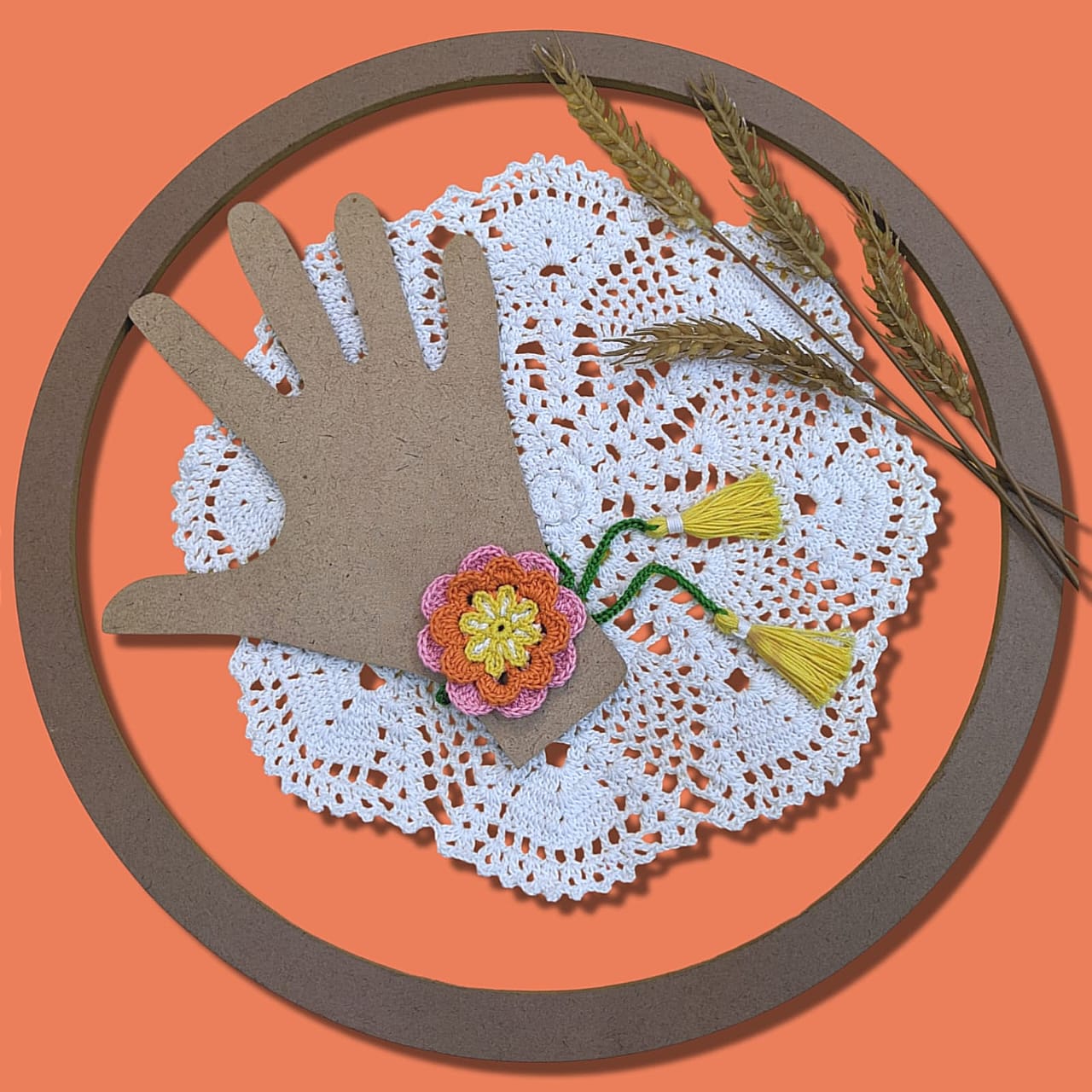 Happy Threads - Handmade Crochet Flower Band - Orange and Yellow - AN24X093