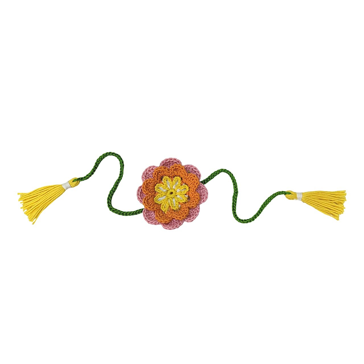 Happy Threads - Handmade Crochet Flower Band - Orange and Yellow - AN24X093