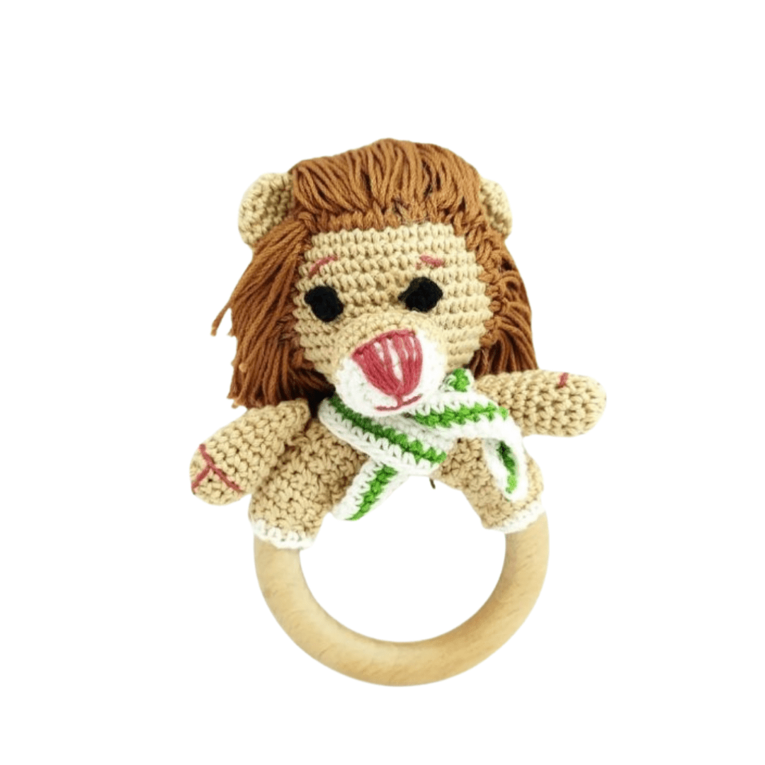 Happy Threads | Handmade Crochet Lion Teether - Adorable Baby Toy, Perfect Gift! - LONR0348