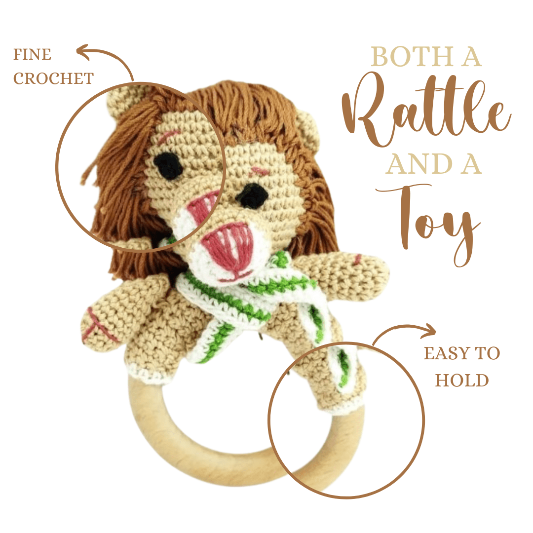 Happy Threads | Handmade Crochet Lion Teether - Adorable Baby Toy, Perfect Gift! - LONR0348