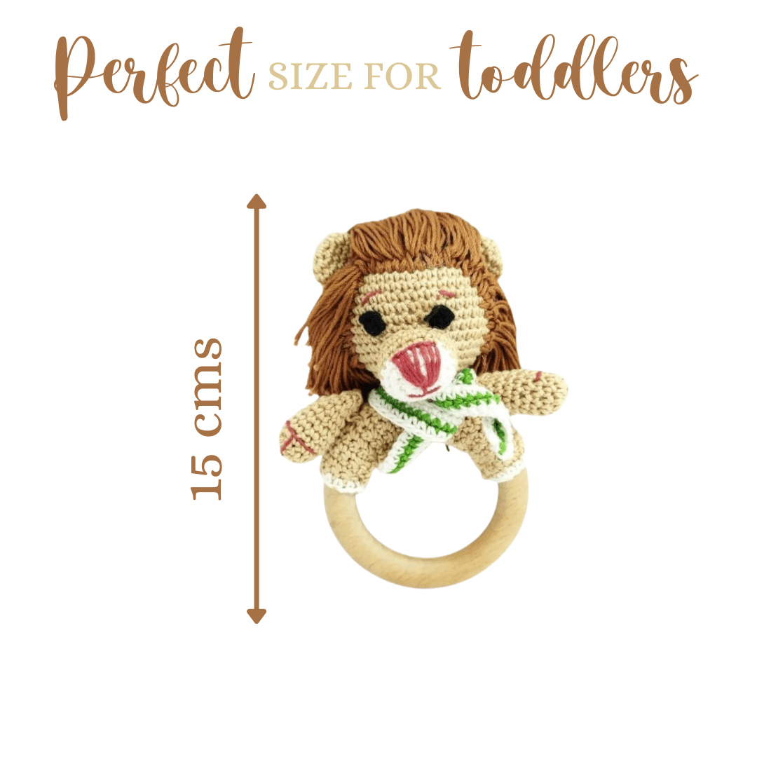 Happy Threads | Handmade Crochet Lion Teether - Adorable Baby Toy, Perfect Gift! - LONR0348