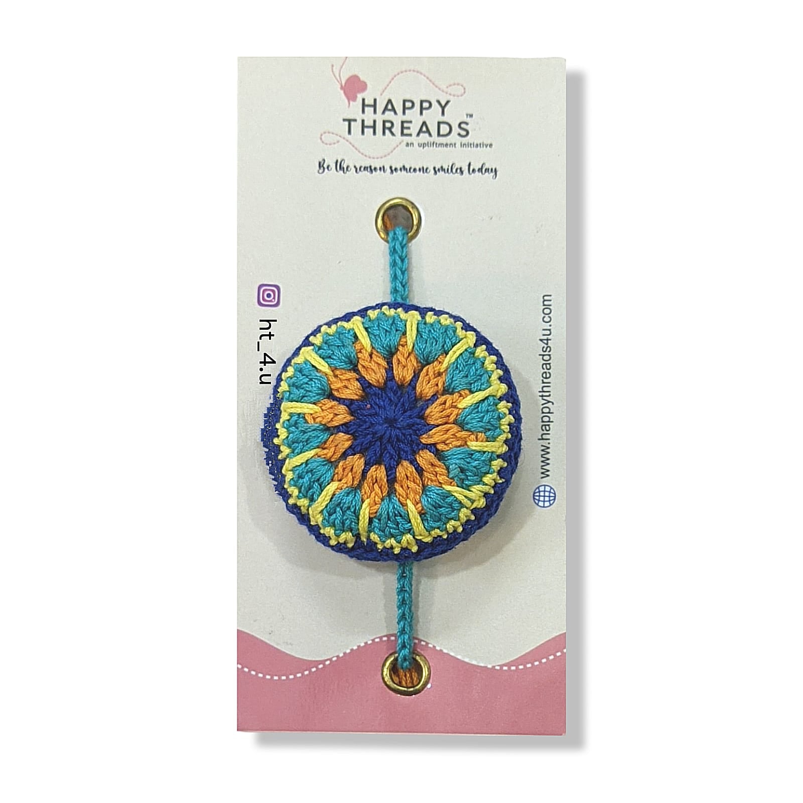 Happy Threads - Handmade Crochet Mandala Band - Blue, Green and Orange - AN24X078