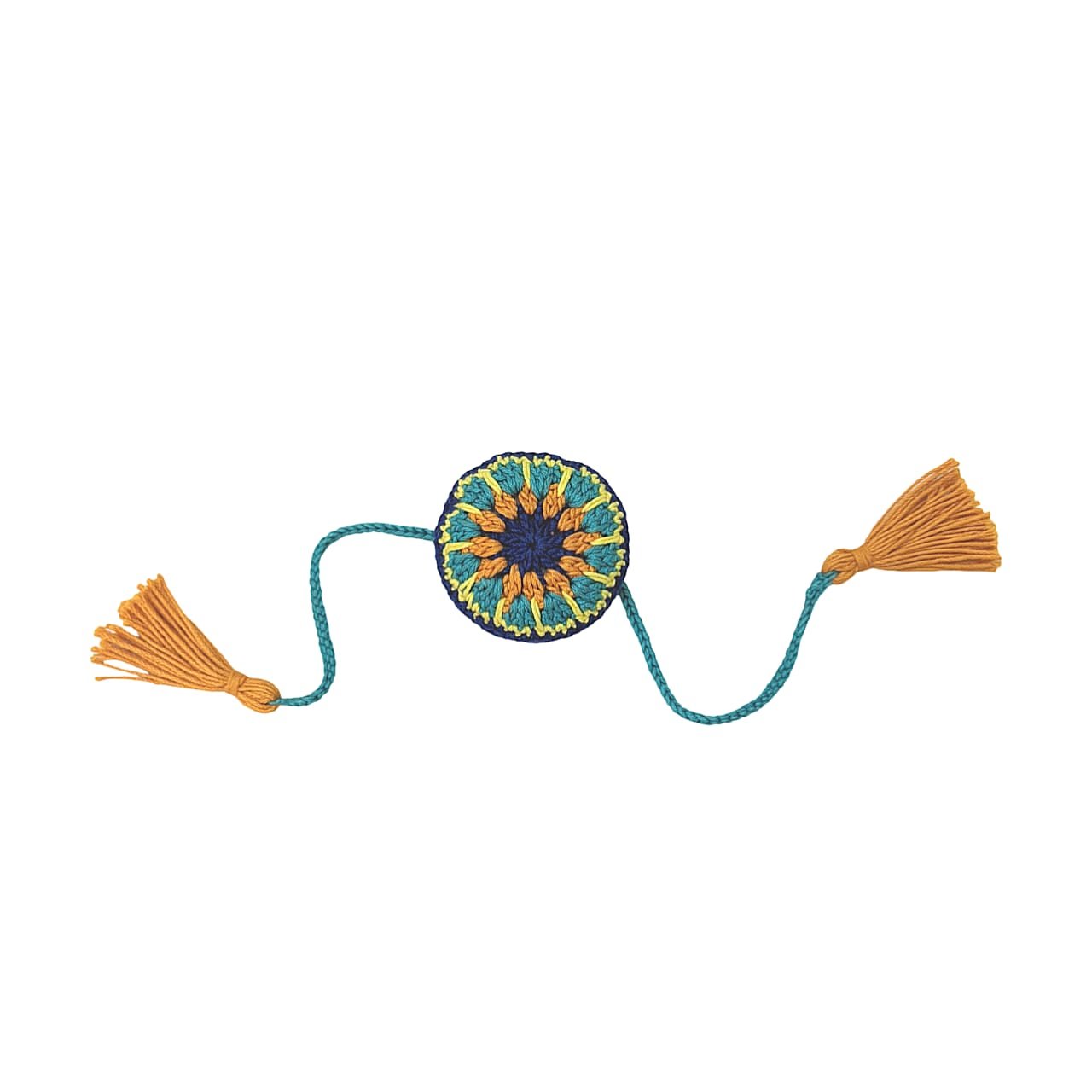 Happy Threads - Handmade Crochet Mandala Band - Blue, Green and Orange - AN24X078