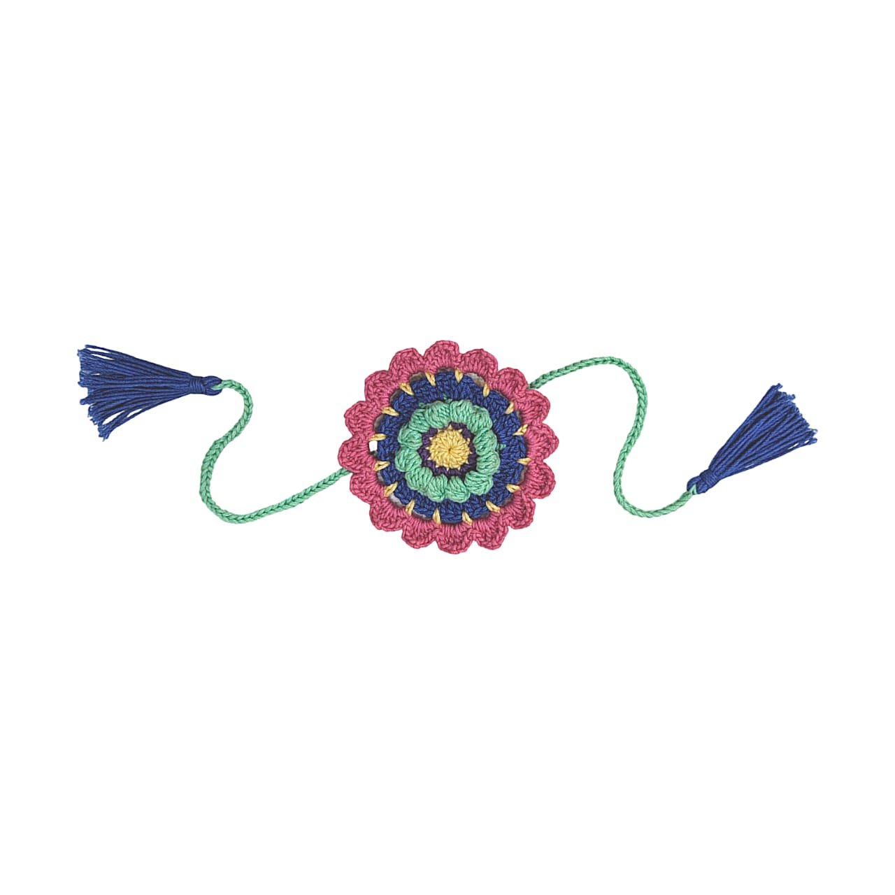 Happy Threads - Handmade Crochet Mandala Band - Blue & Pink - AN24X082
