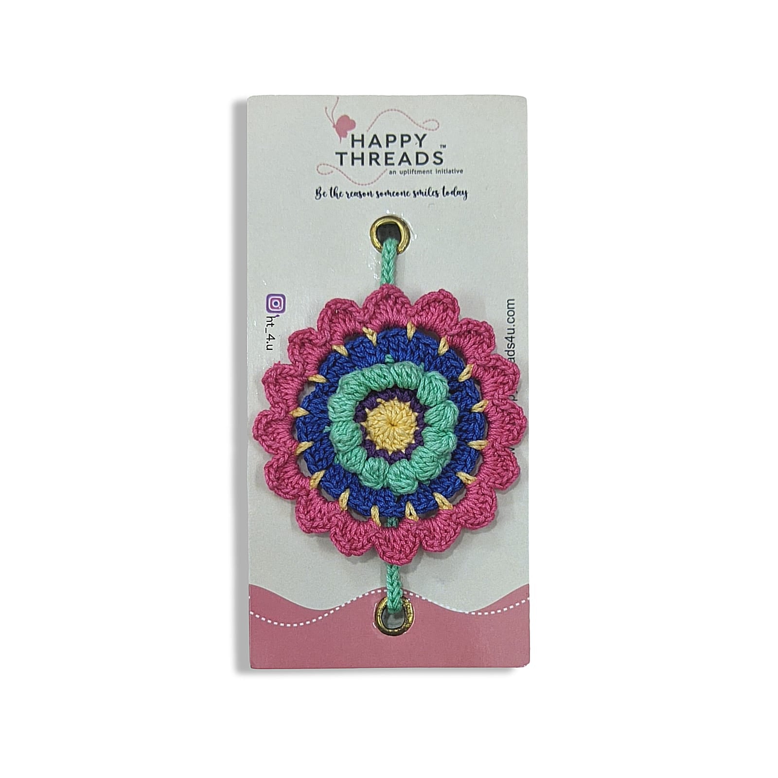 Happy Threads - Handmade Crochet Mandala Band - Blue & Pink - AN24X082