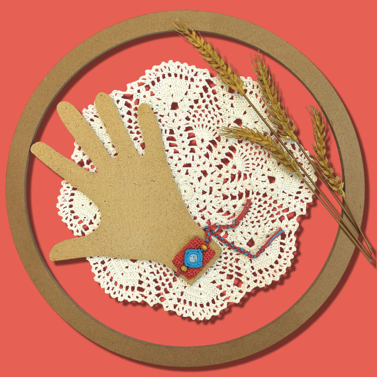 Happy Threads - Handmade Crochet Mirror Band - Red - AN24X084