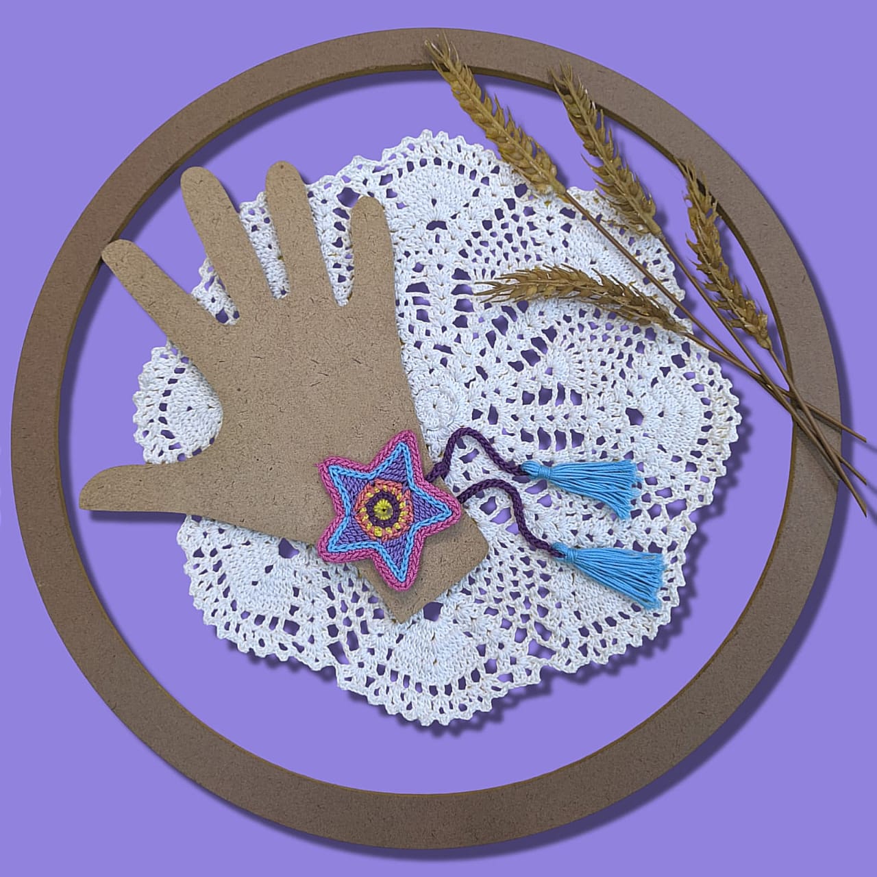 Happy Threads - Handmade Crochet Star Band - Blue and Pink - AN24X085