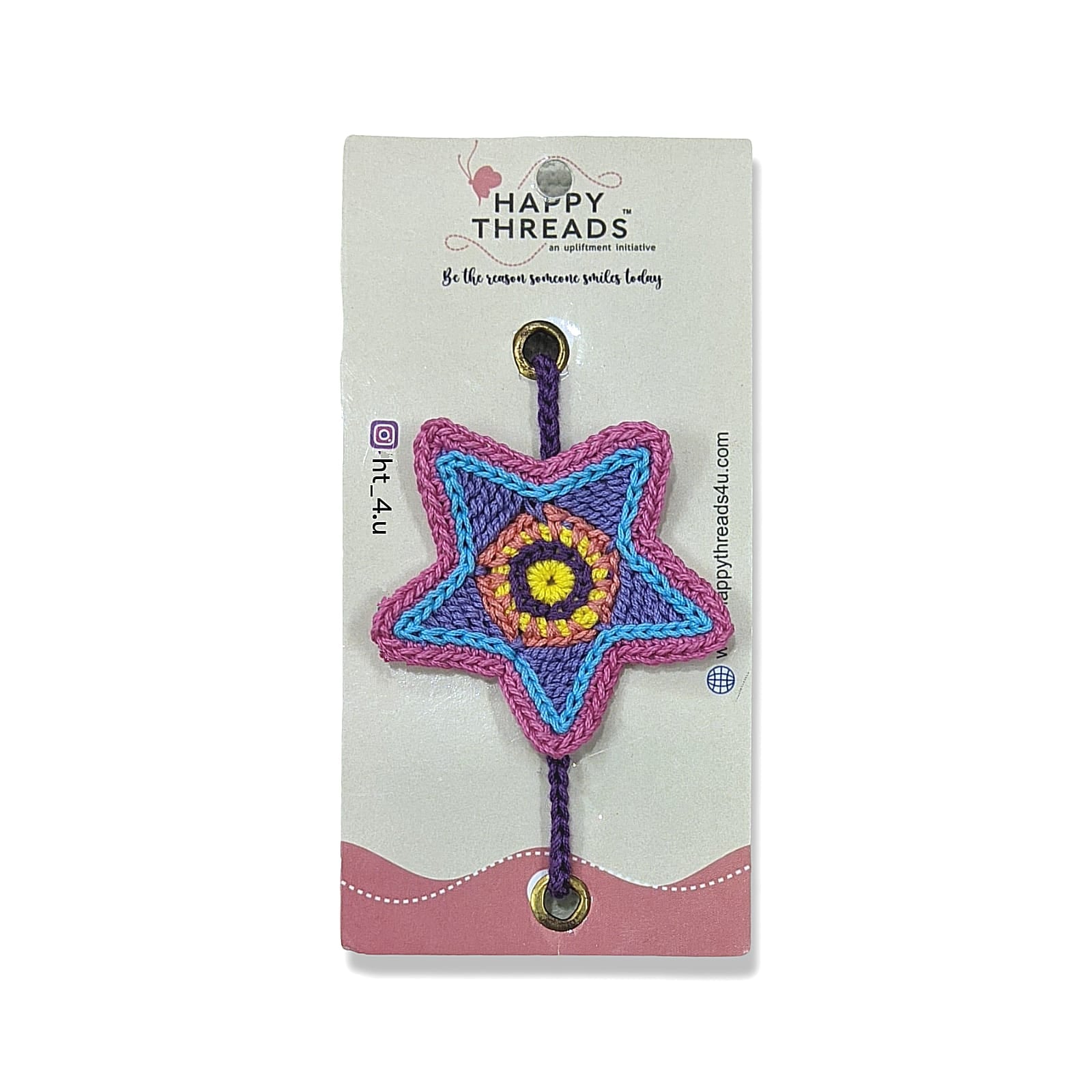 Happy Threads - Handmade Crochet Star Band - Blue and Pink - AN24X085