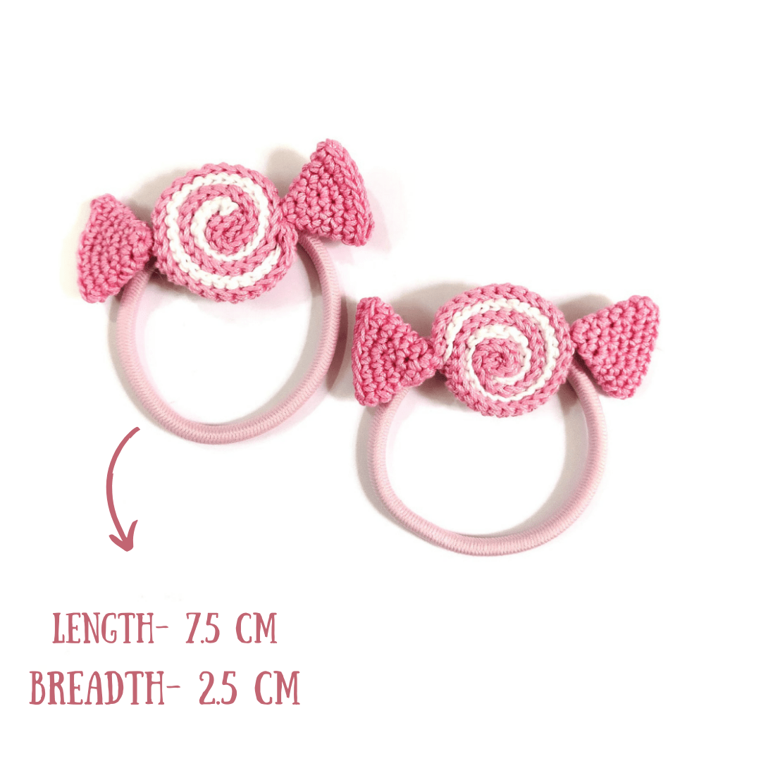 Happy Threads | Handmade Pink Candy Hair Tie for Chic Styles - Hair accessories