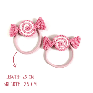 Happy Threads | Handmade Pink Candy Hair Tie for Chic Styles - Hair accessories