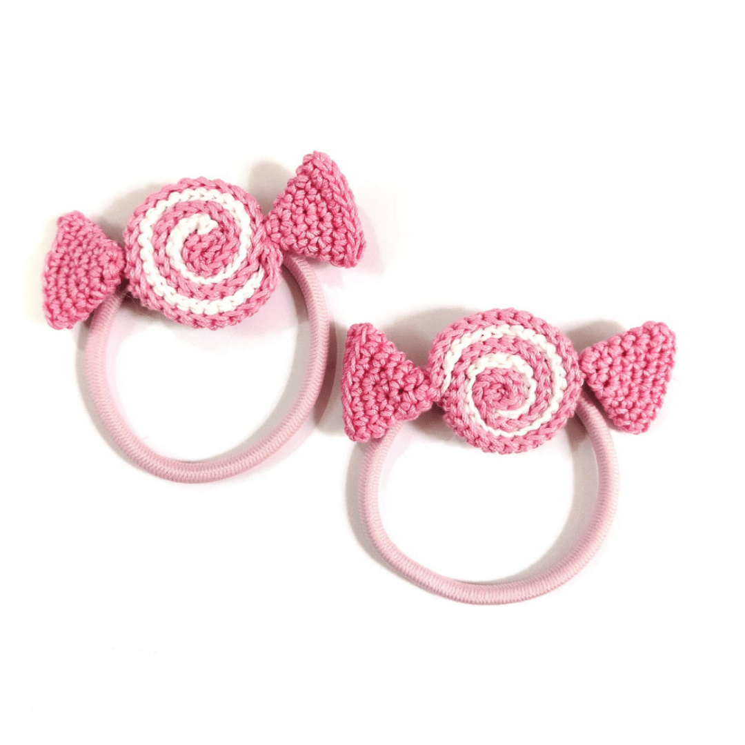 Happy Threads | Handmade Pink Candy Hair Tie for Chic Styles - Hair accessories