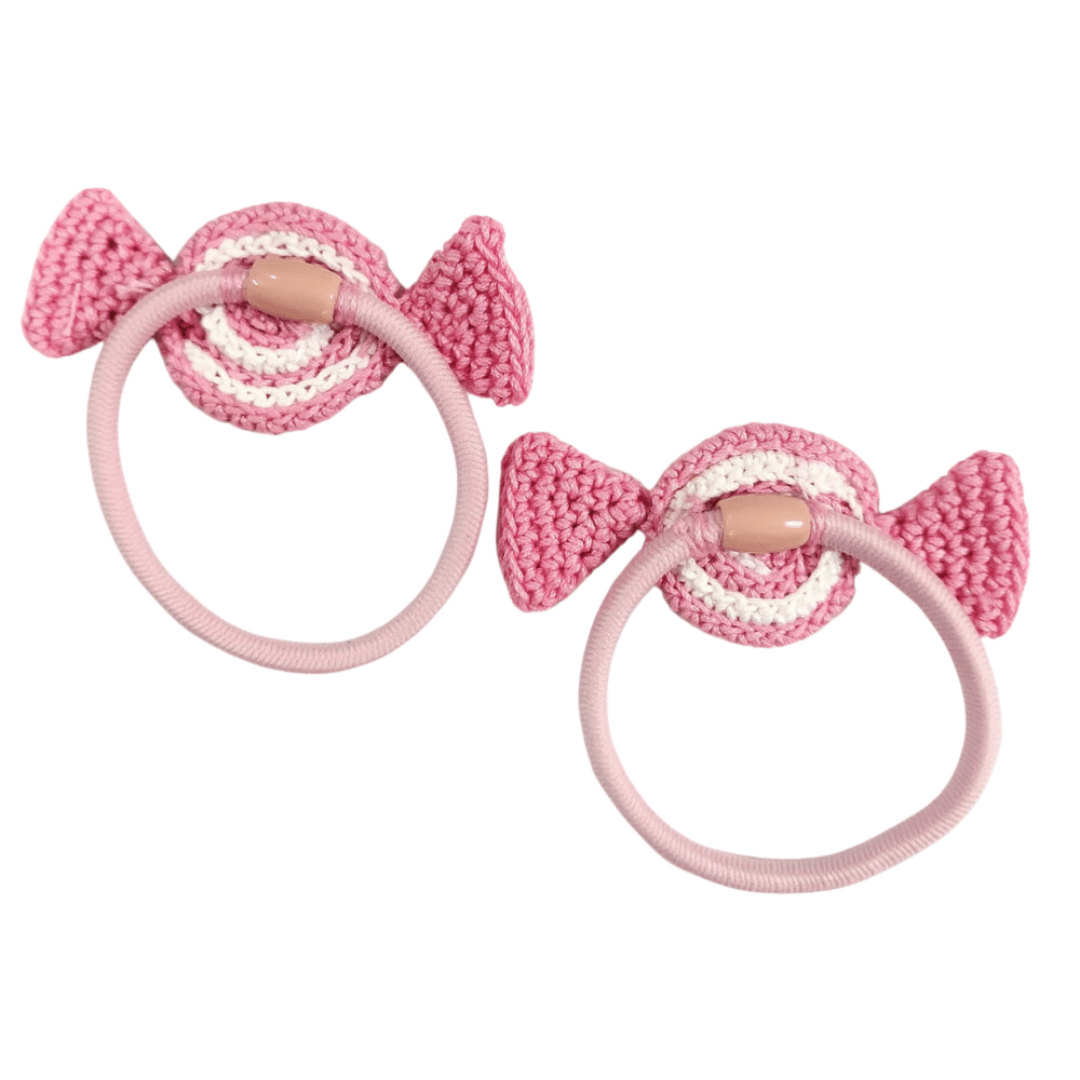 Happy Threads | Handmade Pink Candy Hair Tie for Chic Styles - Hair accessories