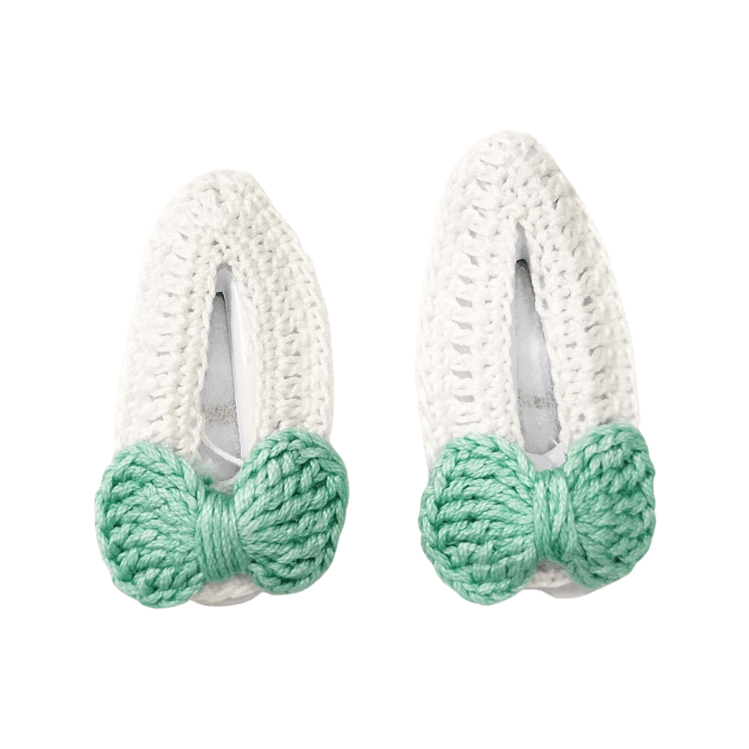 Happy Threads | Handmade Sea - Green Bow Hair Clips for Kids | Crochet Hair Accessories - Hair accessories