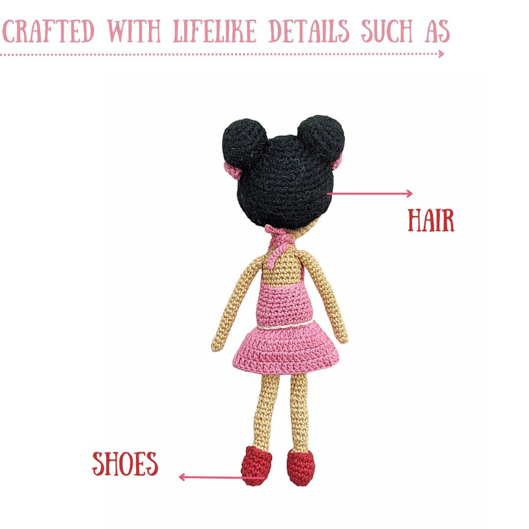 Happy Threads Hawain Doll Handmade Pink Stuffed Dolls - ADP00101
