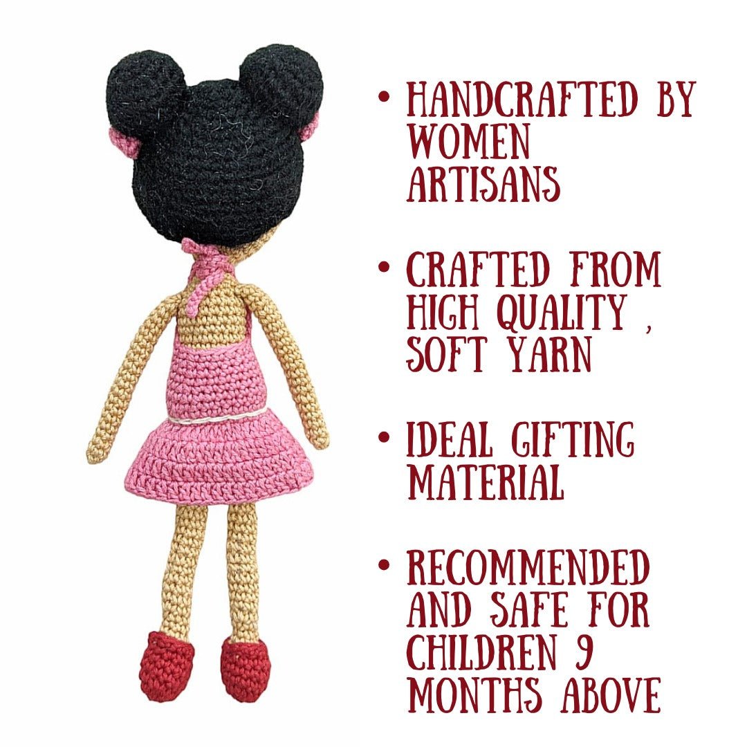 Happy Threads Hawain Doll Handmade Pink Stuffed Dolls - ADP00101
