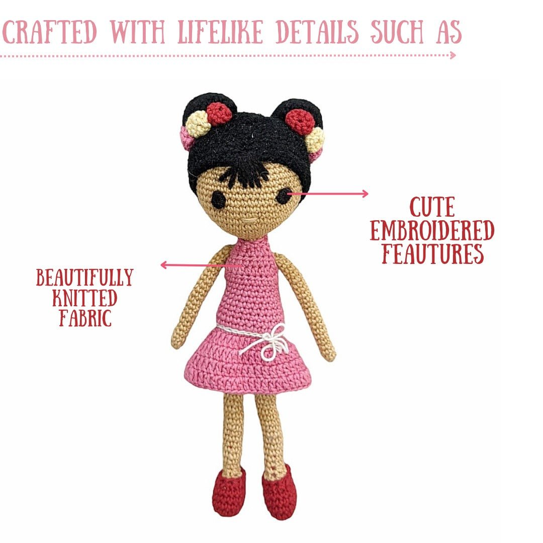Happy Threads Hawain Doll Handmade Pink Stuffed Dolls - ADP00101