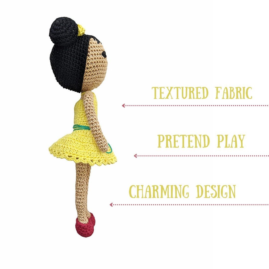 Happy Threads Hawain Doll Handmade Yellow Stuffed Dolls - ADY00101