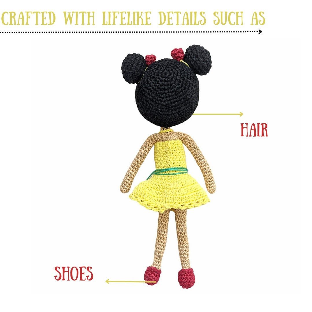 Happy Threads Hawain Doll Handmade Yellow Stuffed Dolls - ADY00101