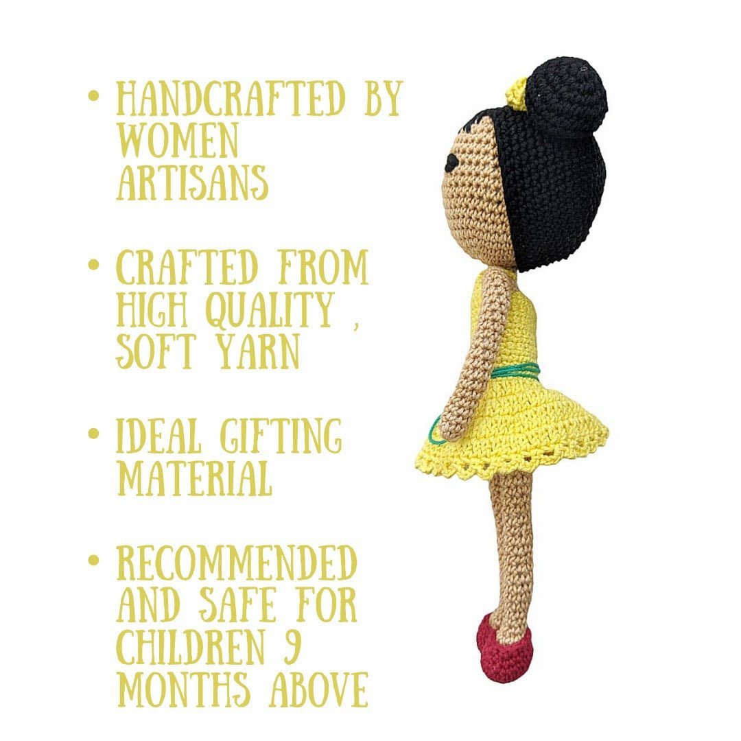 Happy Threads Hawain Doll Handmade Yellow Stuffed Dolls - ADY00101
