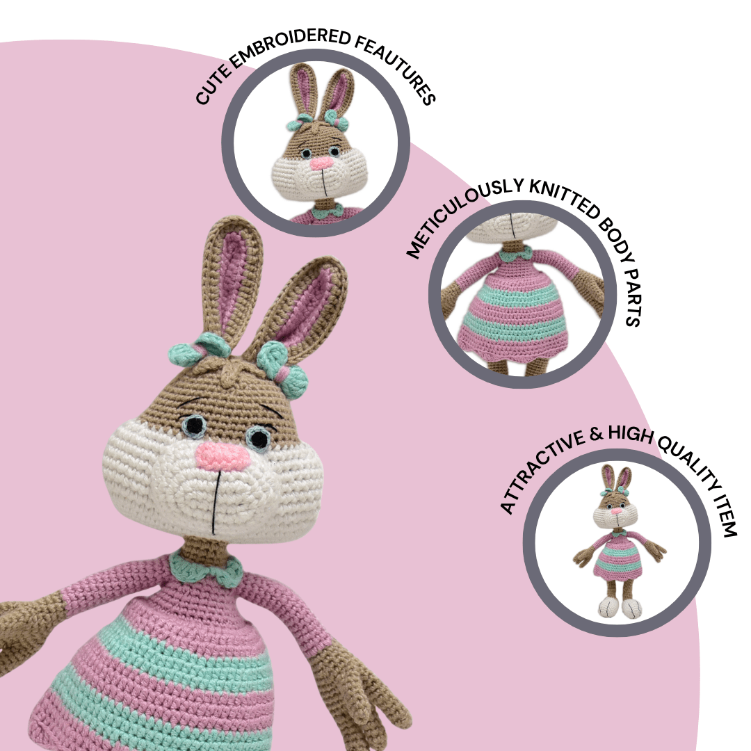 Happy Threads | Jill the Bunny – Adorable Handmade Crocheted Plush Toy - ID23A002