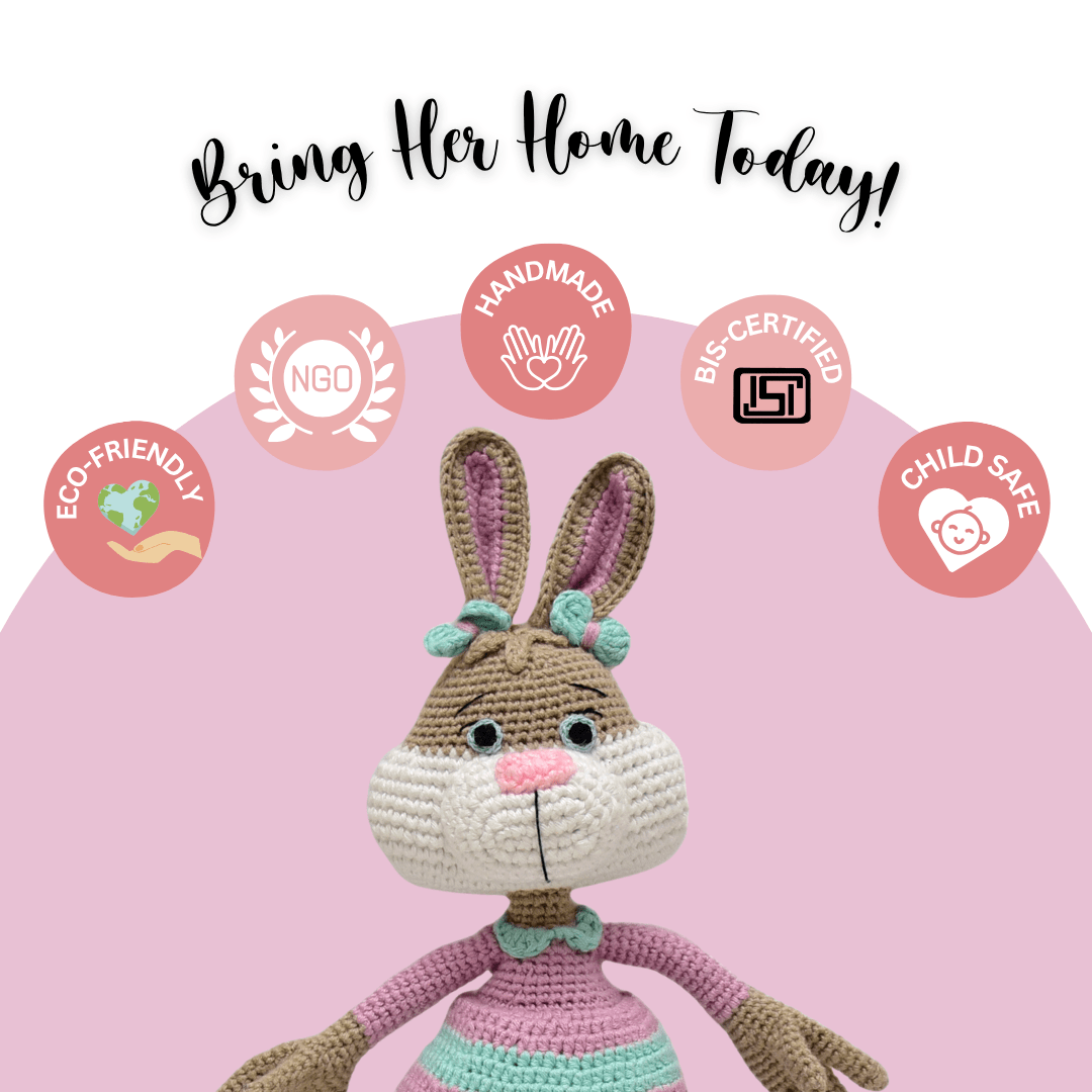 Happy Threads | Jill the Bunny – Adorable Handmade Crocheted Plush Toy - ID23A002