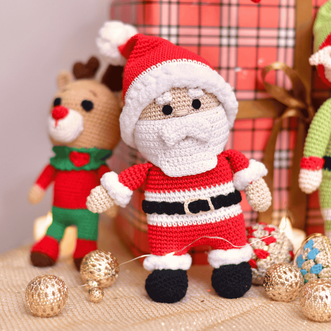 Happy Threads | Jolly Crochet Santa Soft Toy – Handcrafted Holiday Gift & Décor - Christmas Decor