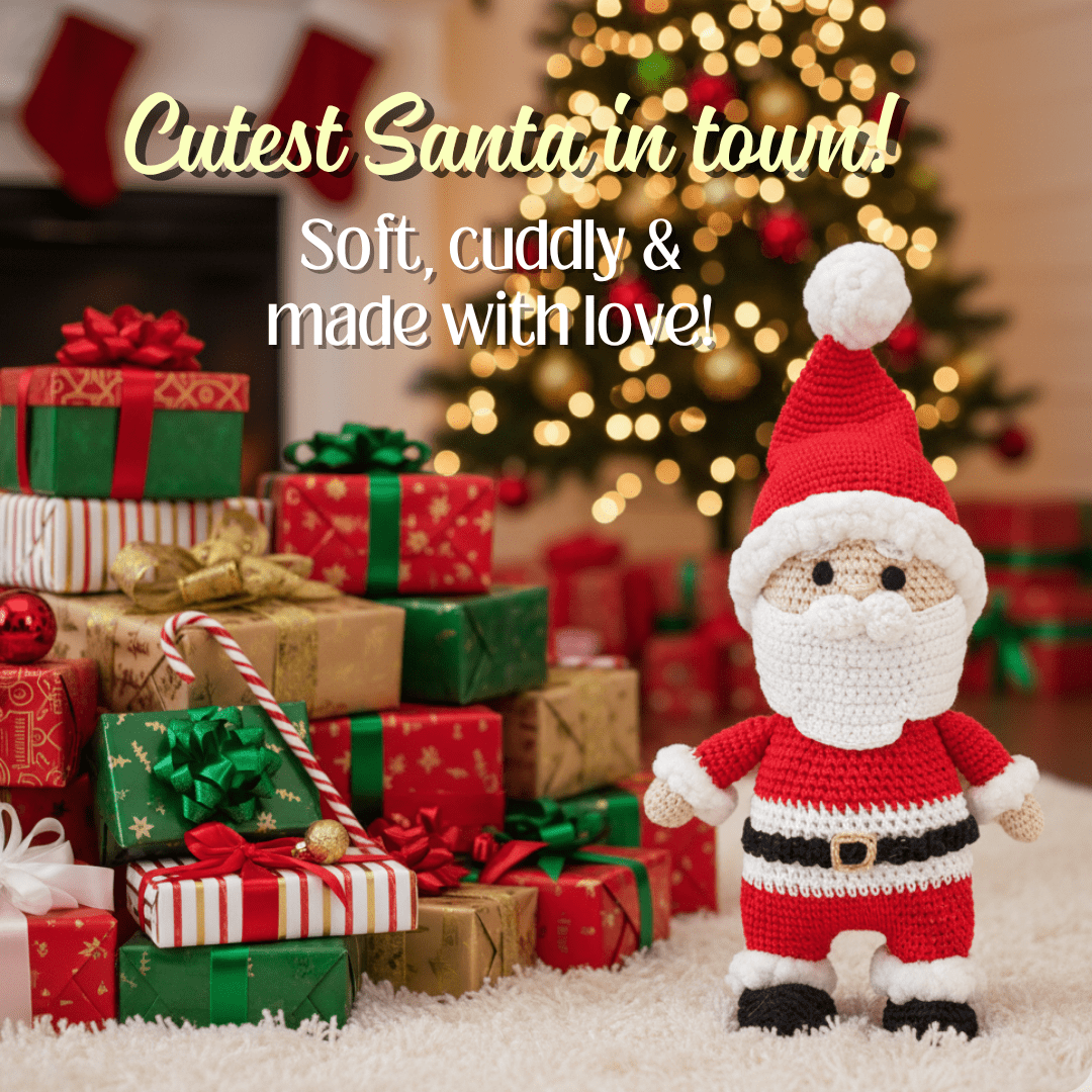Happy Threads | Jolly Crochet Santa Soft Toy – Handcrafted Holiday Gift & Décor - Christmas Decor