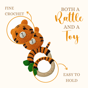 Happy threads| Joyful Tiger Rattle - Handmade Crochet Baby Companion - ID23A267