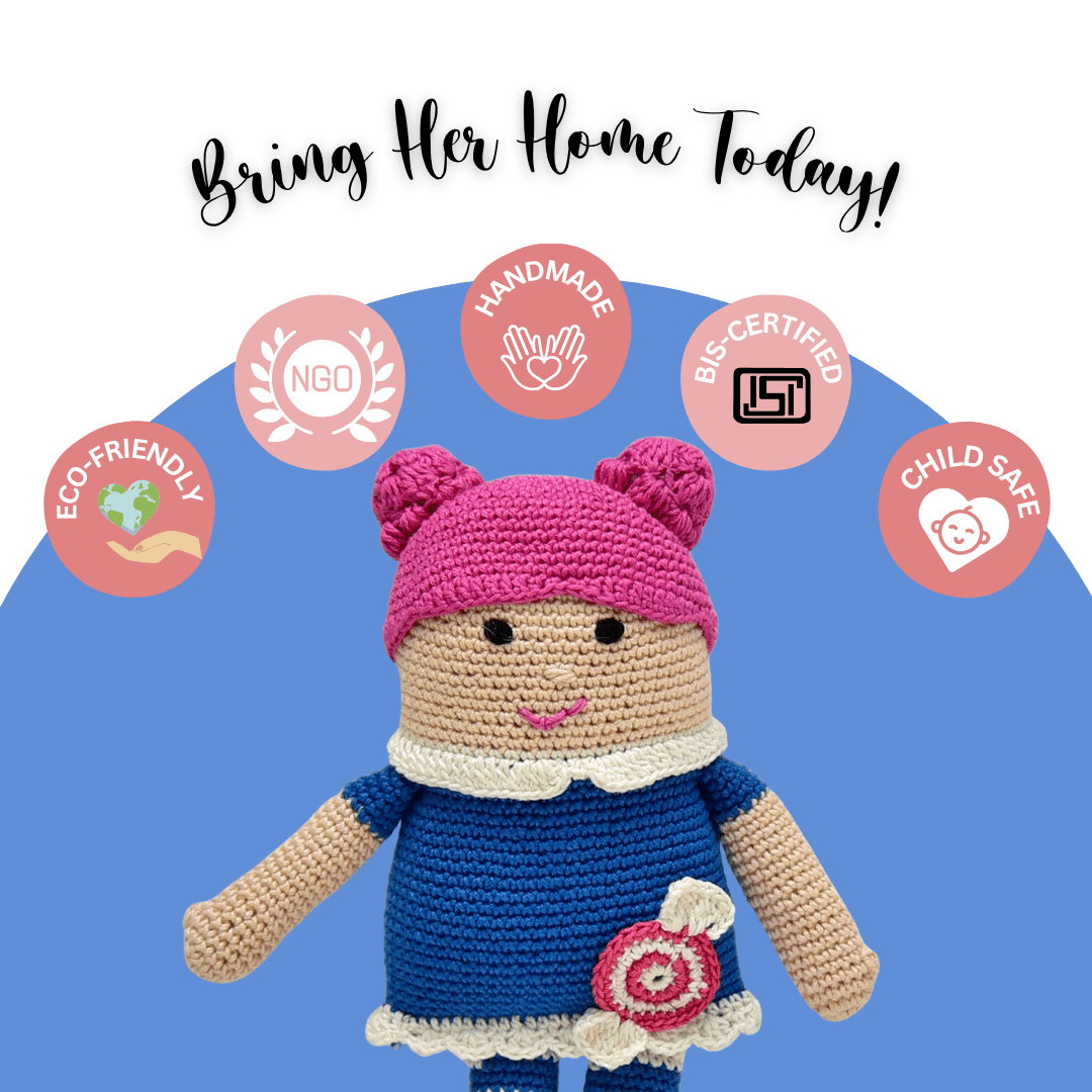 Happy Threads | Melody the Dreamy Doll – Handcrafted Crochet Keepsake for Whimsical Hearts - ID23A068