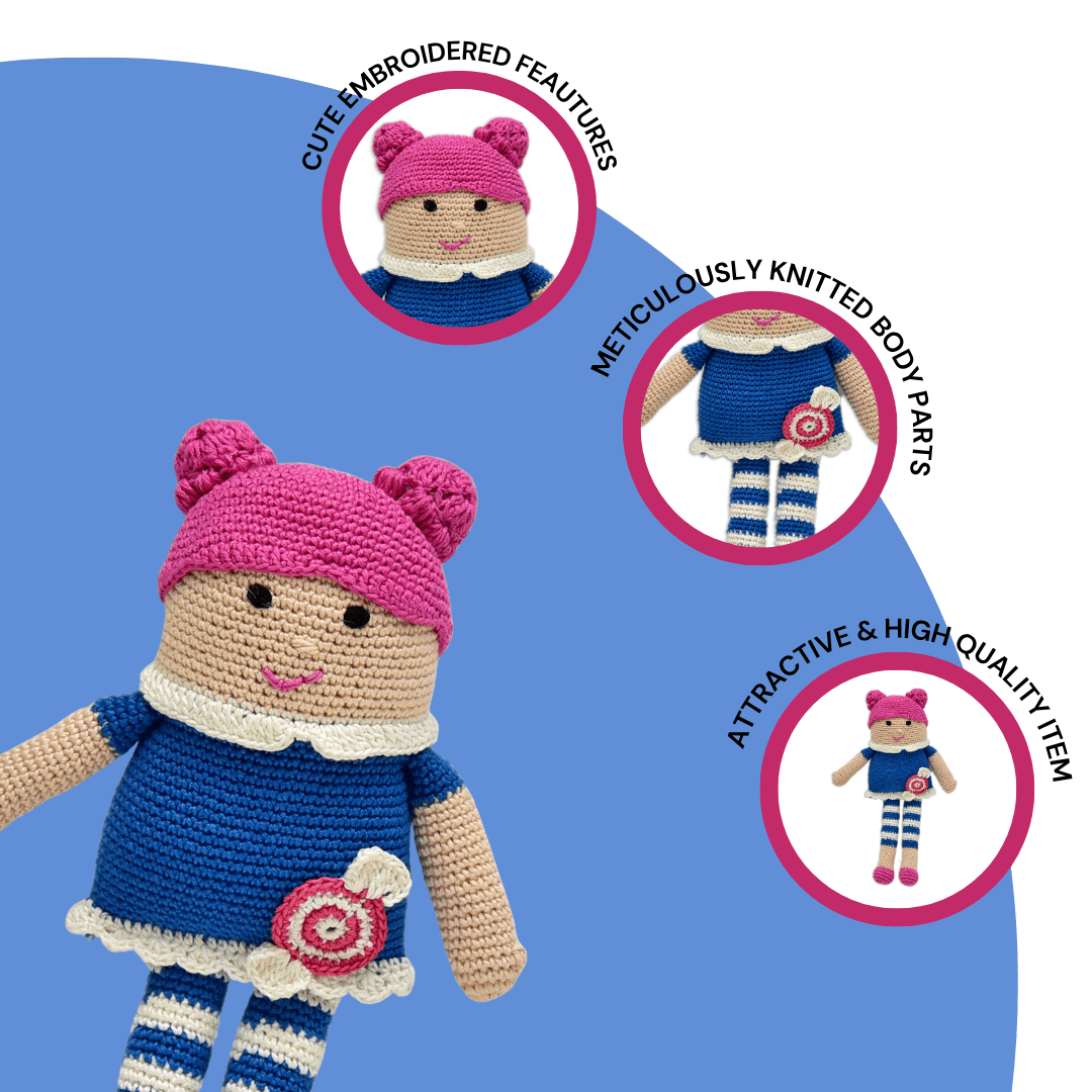 Happy Threads | Melody the Dreamy Doll – Handcrafted Crochet Keepsake for Whimsical Hearts - ID23A068