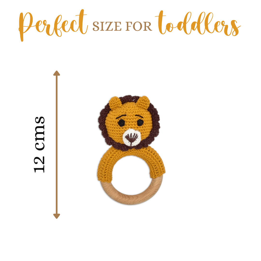 Happy Threads | Mini Simba Crochet Ring Rattle – Handmade Lion Toy for Infants - AN24X225