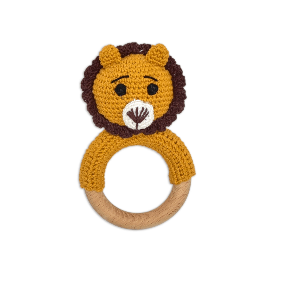 Happy Threads | Mini Simba Crochet Ring Rattle – Handmade Lion Toy for Infants - AN24X225