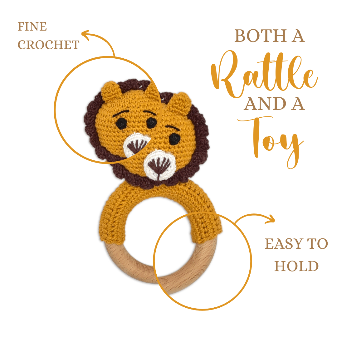 Happy Threads | Mini Simba Crochet Ring Rattle – Handmade Lion Toy for Infants - AN24X225