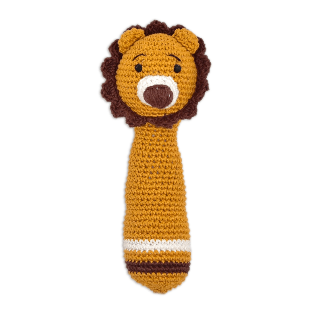 Happy threads | Mini Simba Hand Rattle – Lovingly Handmade Crochet Lion Rattle - AN24X229