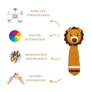 Happy threads | Mini Simba Hand Rattle – Lovingly Handmade Crochet Lion Rattle - AN24X229