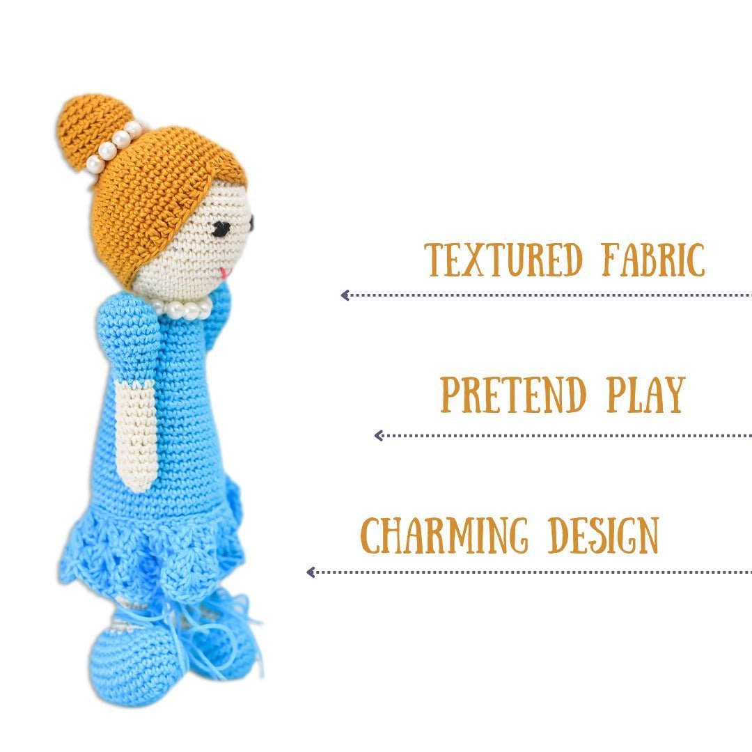 Happy Threads Necklace Doll Handcrafted Blue Stuffed Dolls - ST000030