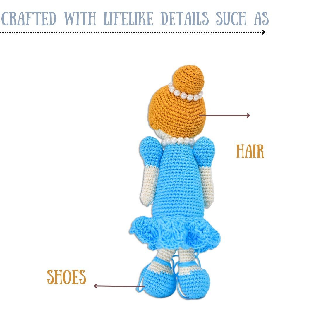 Happy Threads Necklace Doll Handcrafted Blue Stuffed Dolls - ST000030