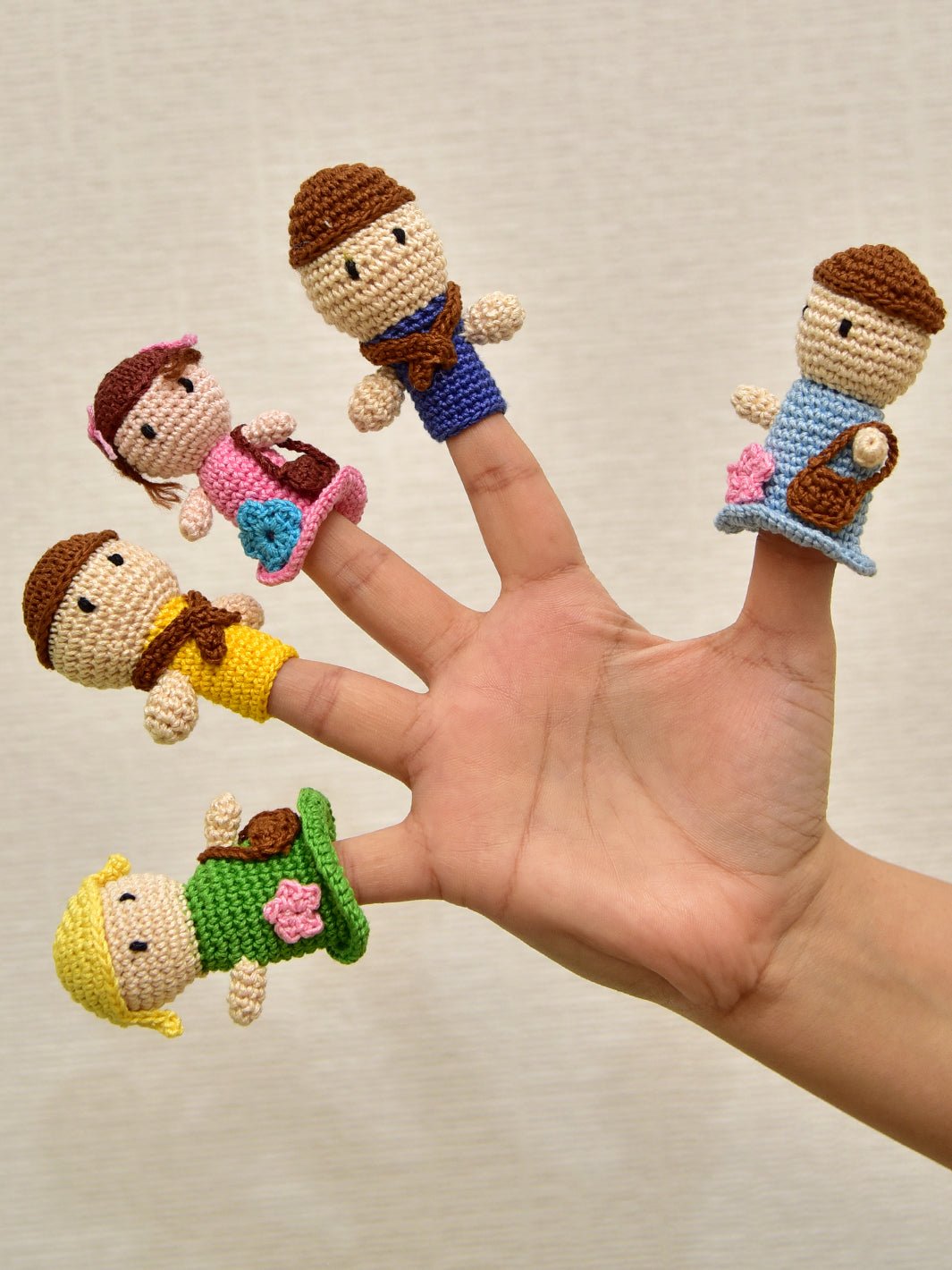 Happy Threads | Picnic Finger Puppets – Handcrafted Amigurumi Set | Soft & Creative Play for Kids - Crochet Toy