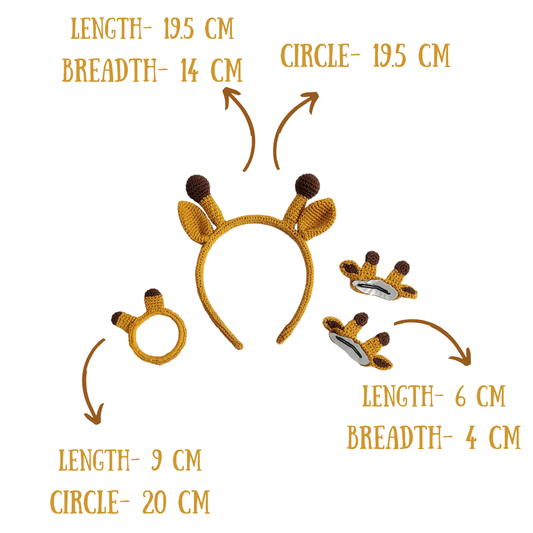 Happy Threads Playful Elegance: Handmade Giraffe Hair Accessories Set for Kids' Style - Hair accessories