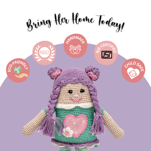 Happy Threads | Purple Pie Handmade Crocheted Doll – Soft & Safe Toy | Unique Gift for Kids - ID23A067