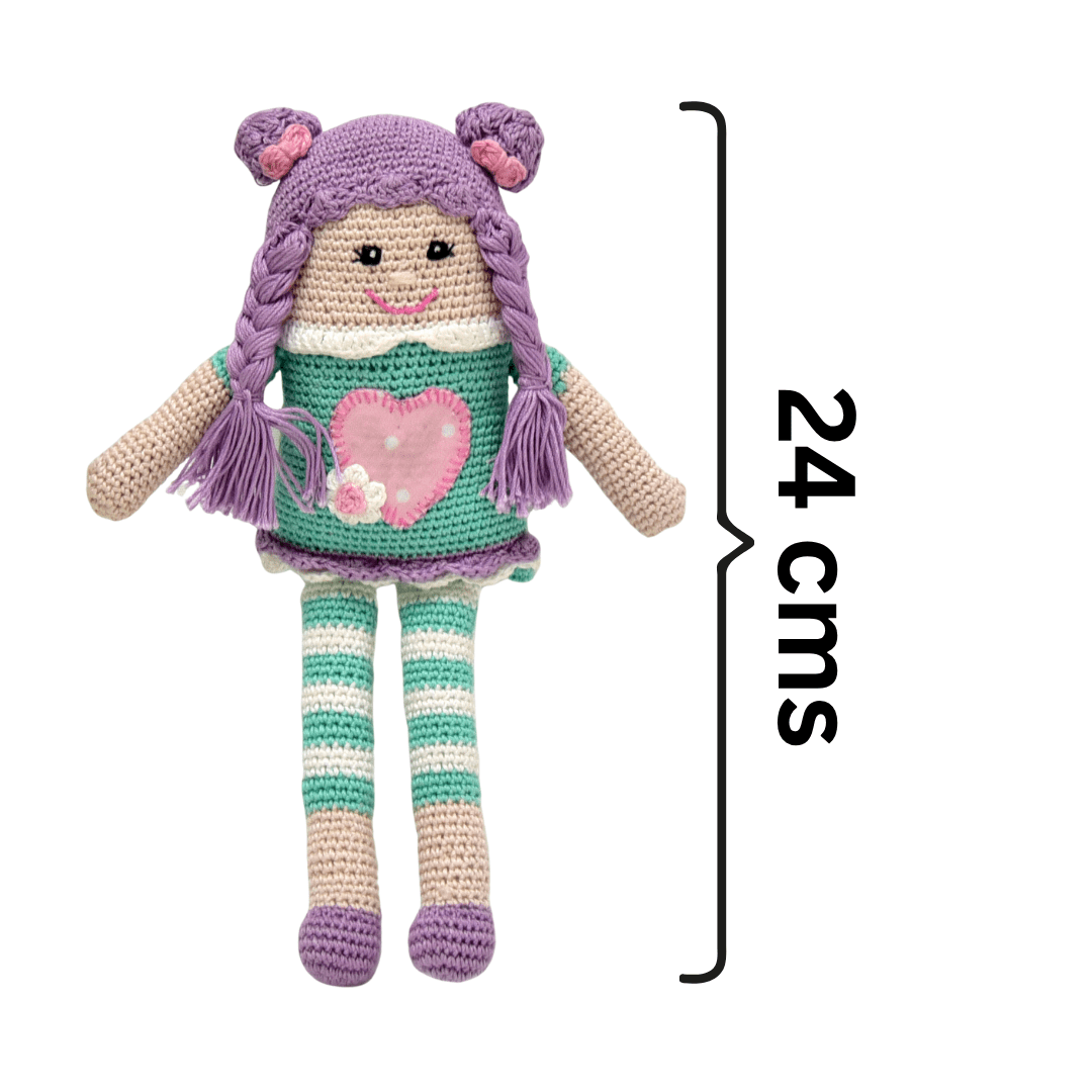 Happy Threads | Purple Pie Handmade Crocheted Doll – Soft & Safe Toy | Unique Gift for Kids - ID23A067