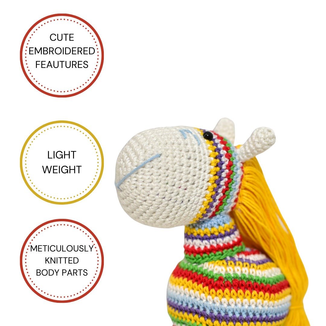 Happy Threads Rainbow Pony Child Friendly Soft Toy |Crochet Tiger - STRP0160