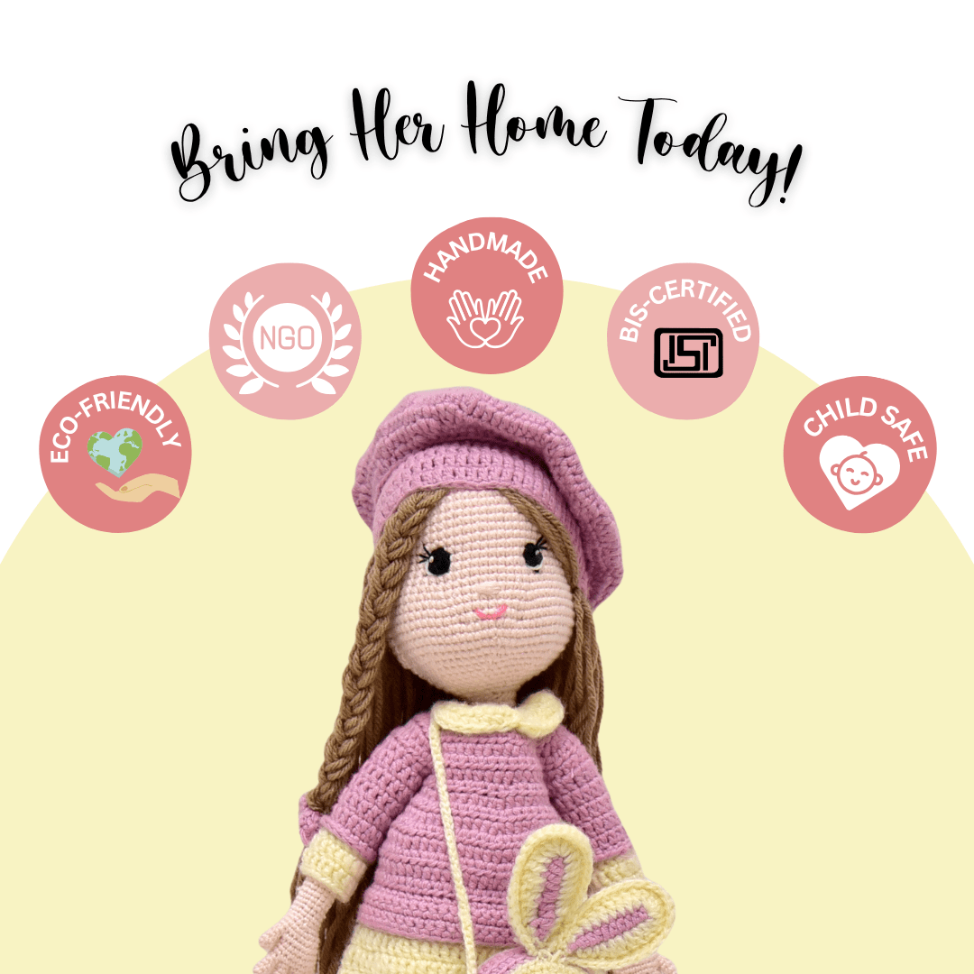 Happy Threads | Rasberina the Doll – Limited Edition Handmade Crochet Keepsake - ID23A026
